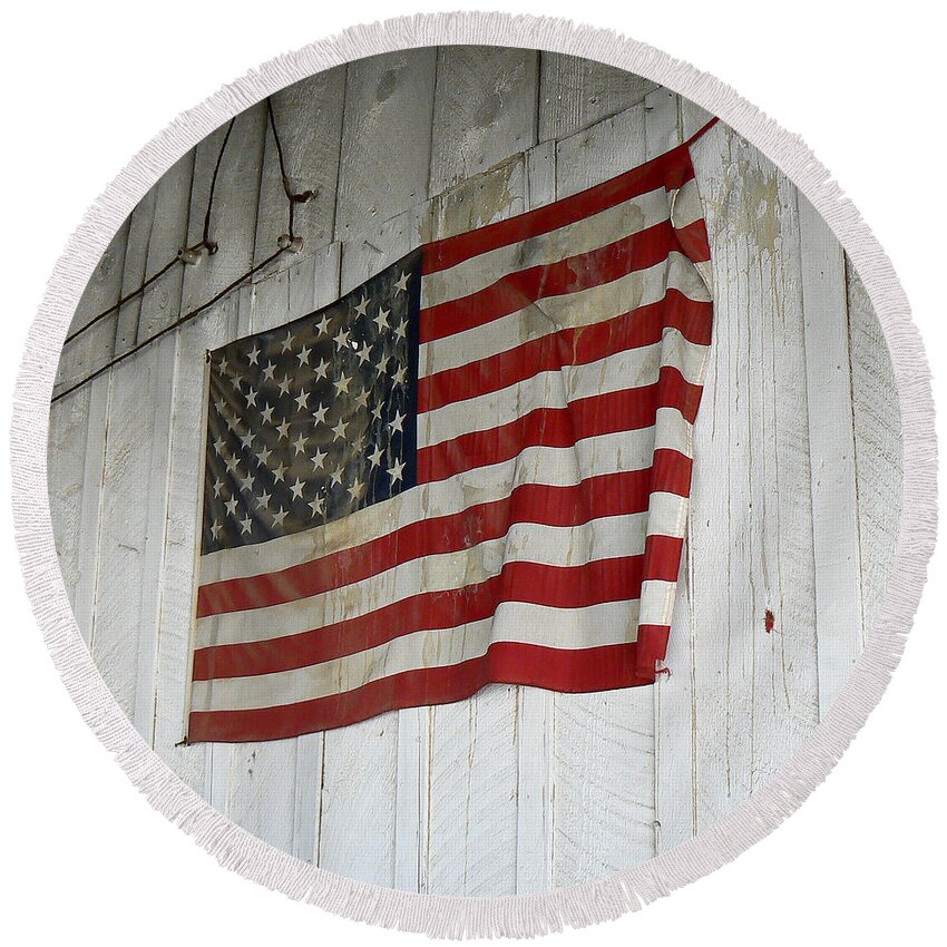 American Round Beach Towel featuring the photograph Old Glory by Laurel Powell