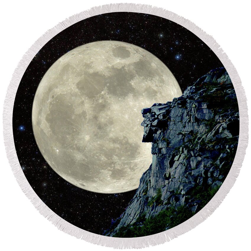 Nh Round Beach Towel featuring the photograph Old Man / Man in the Moon by Larry Landolfi