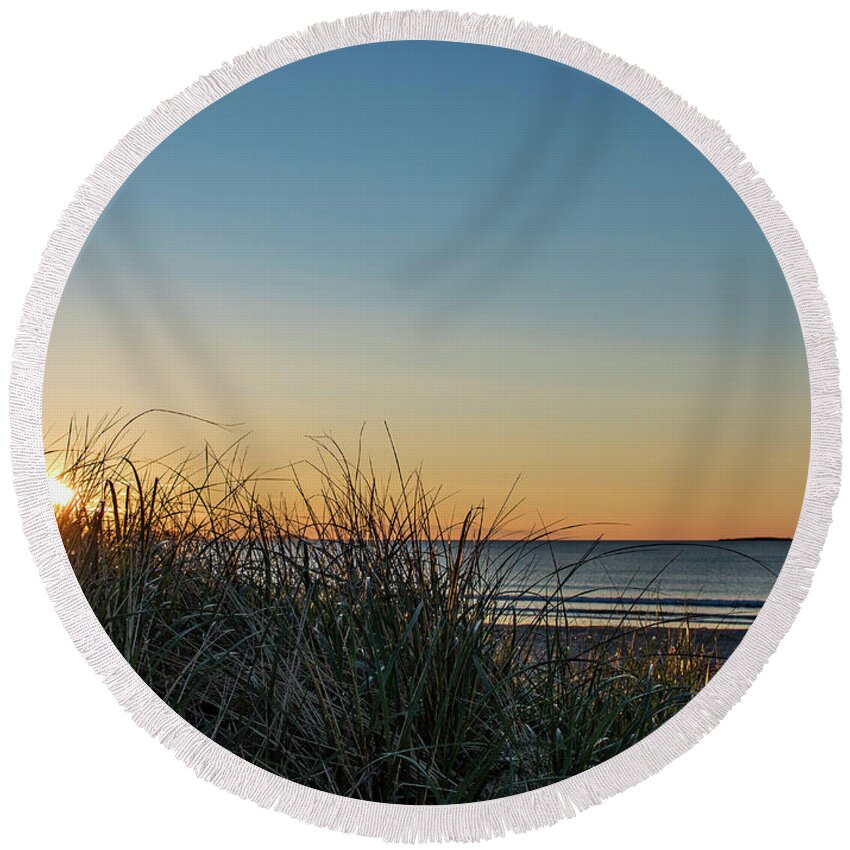 Sunrise Round Beach Towel featuring the photograph Old Orchard Sunrise by Holly Ross