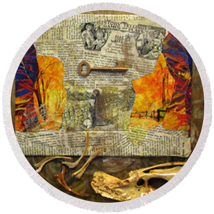 Mixed Media Round Beach Towel featuring the digital art Old Stories Never Die by John Vincent Palozzi