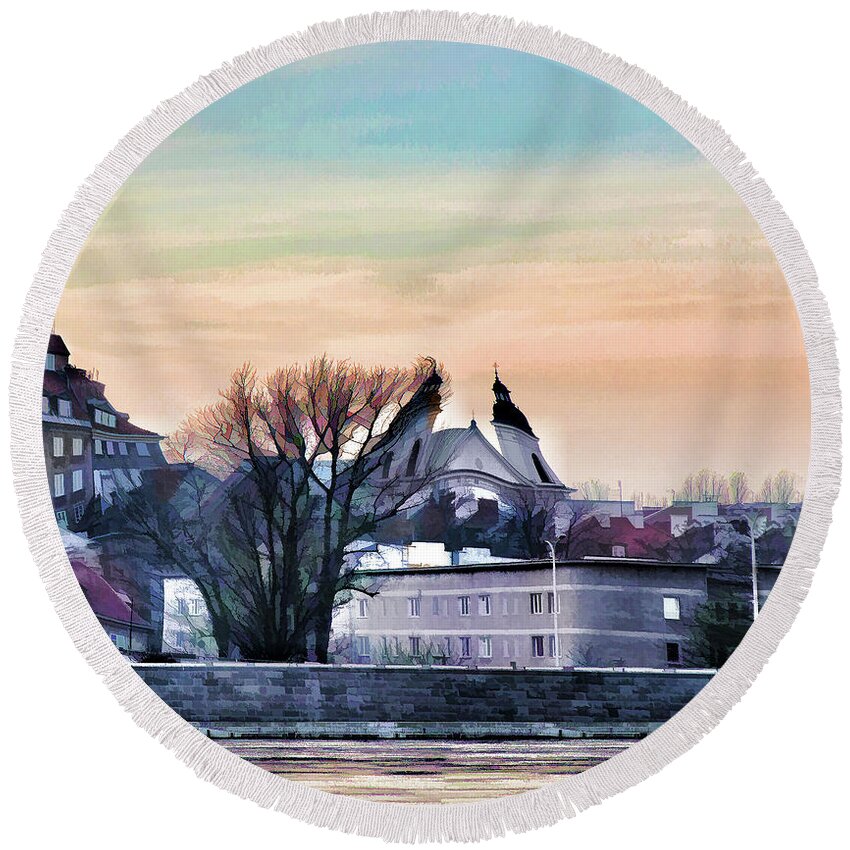  Round Beach Towel featuring the photograph Old Town in Warsaw # 16 4/4 by Aleksander Rotner