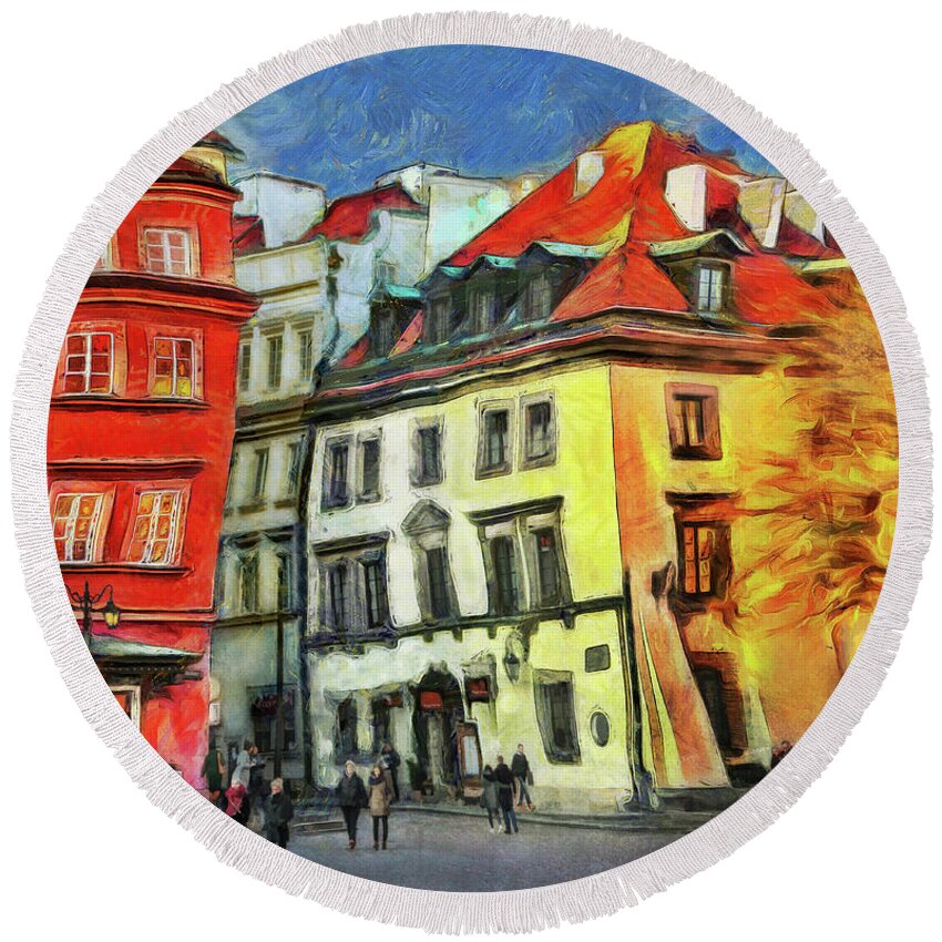  Round Beach Towel featuring the photograph Old Town in Warsaw # 27 by Aleksander Rotner