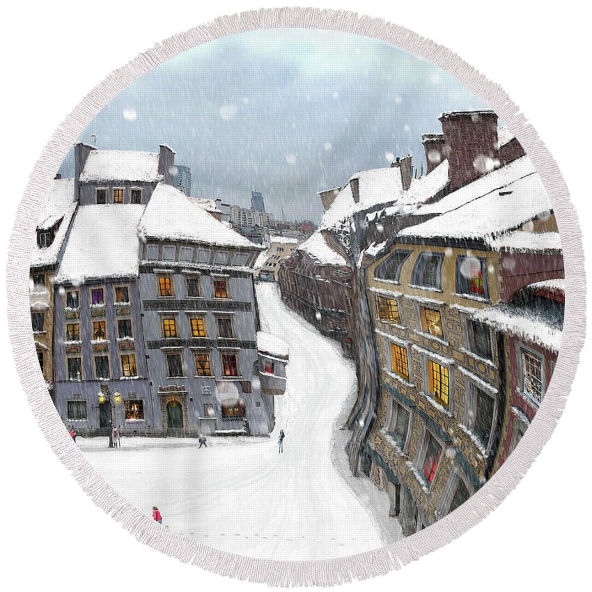  Round Beach Towel featuring the photograph Old Town in Warsaw # 28 by Aleksander Rotner