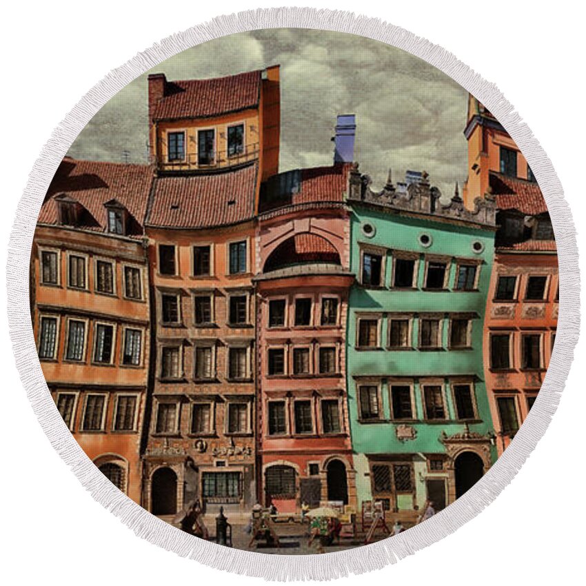 Old Town Round Beach Towel featuring the photograph Old Town in Warsaw #15 by Aleksander Rotner