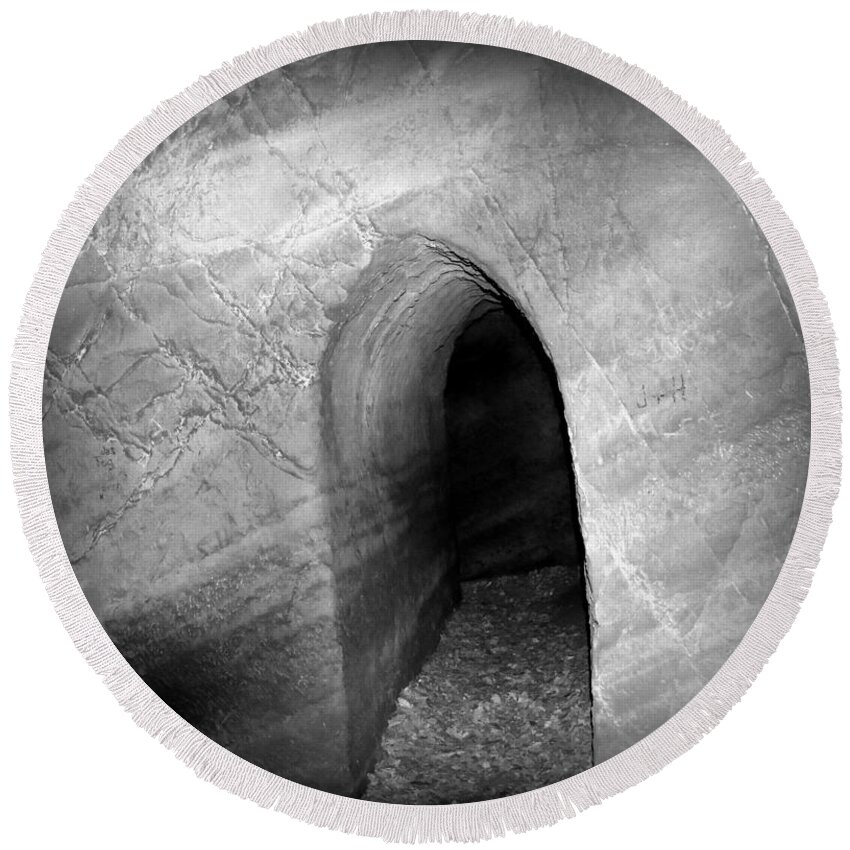 Old Tunnel Round Beach Towel featuring the photograph Old Tunnel by Lukasz Ryszka