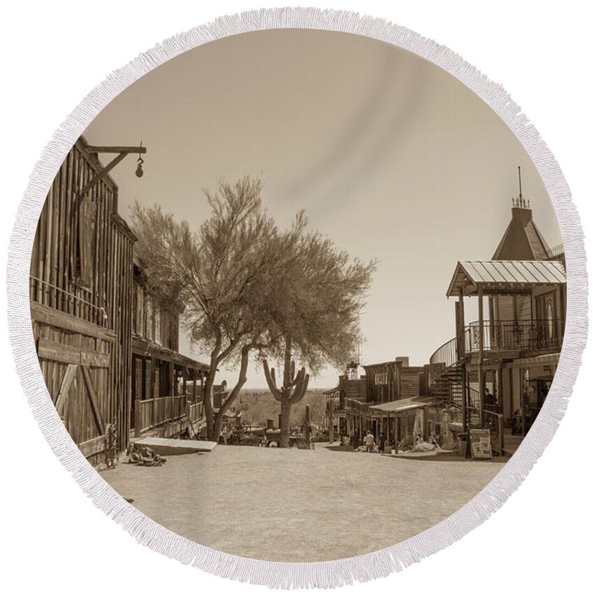 Western Round Beach Towel featuring the photograph Old West 4 by Darrell Foster