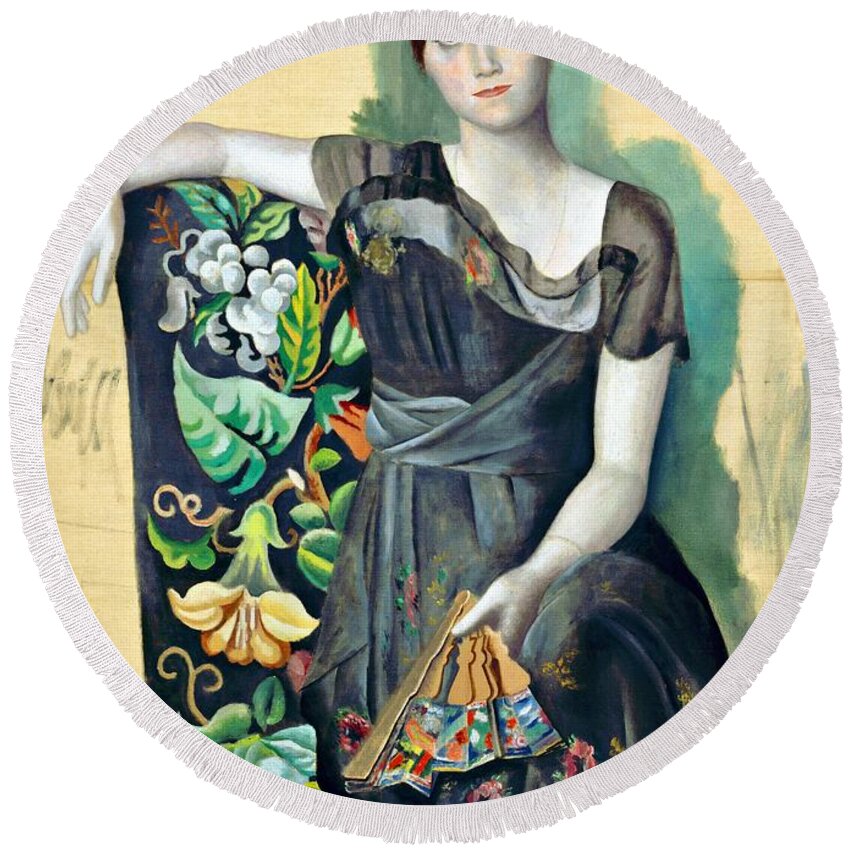 Picasso Round Beach Towel featuring the painting Olga in an Armchair by Jon Baran
