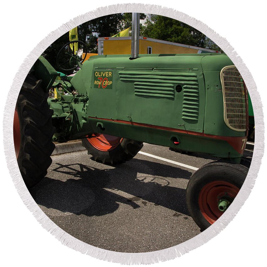Tractor Round Beach Towel featuring the photograph Oliver Row Crop 70 by Mike Eingle