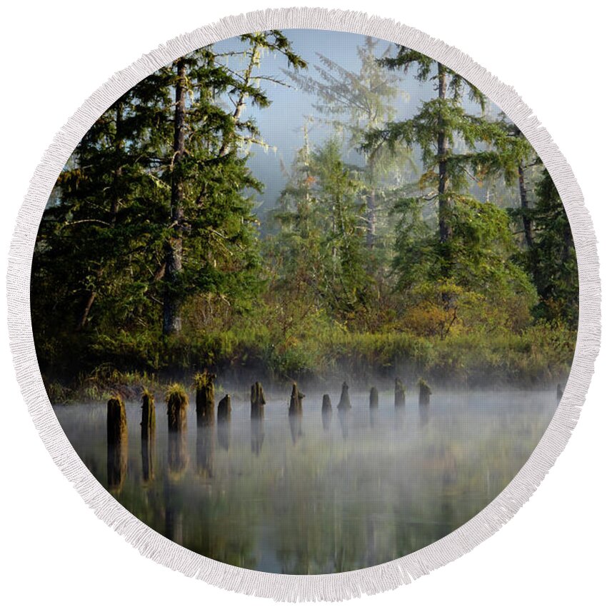 Forest Round Beach Towel featuring the photograph Olympic Peninsula by Gary Migues