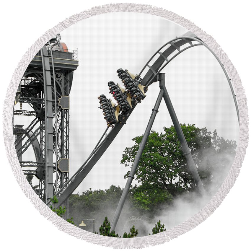 Park Round Beach Towel featuring the photograph On a Rollercoaster by Adriana Zoon