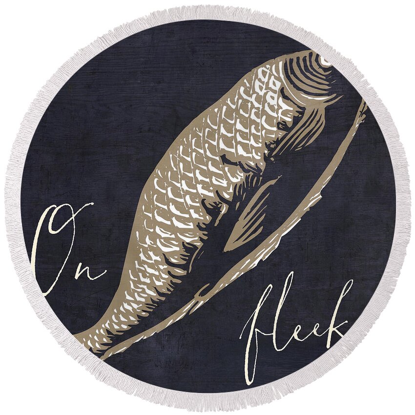 On Fleek Round Beach Towel featuring the painting On Fleek by Mindy Sommers
