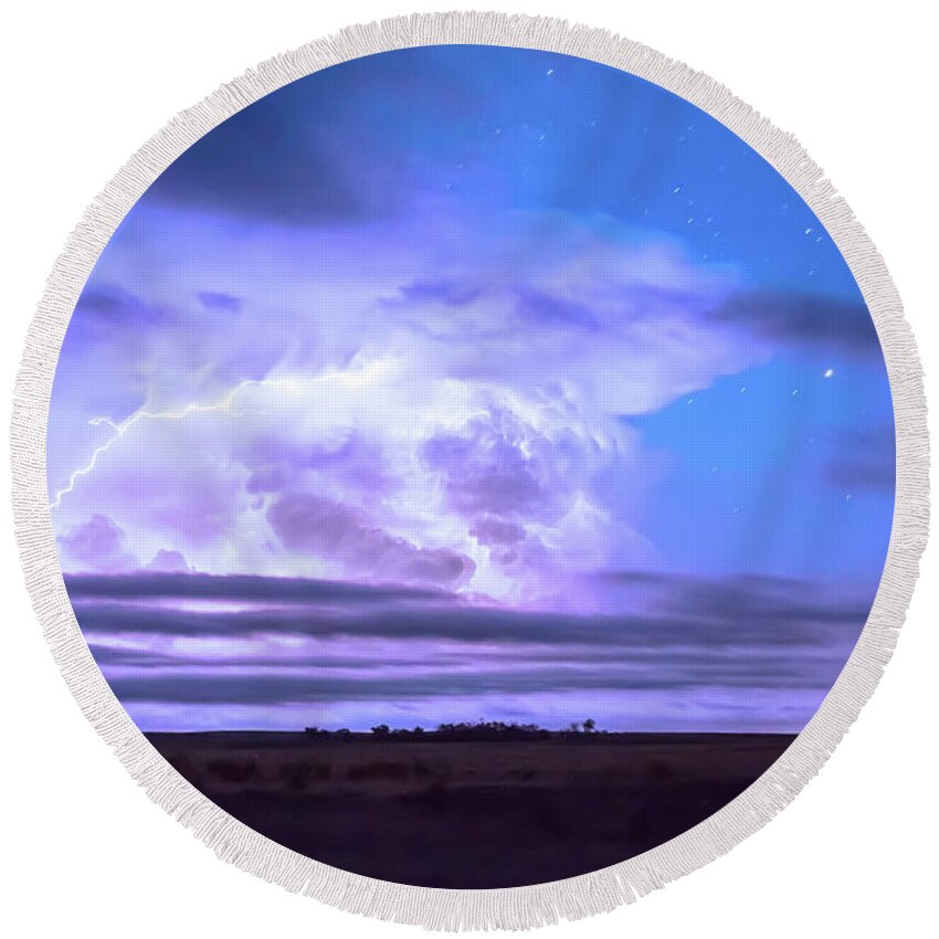 Lightning Round Beach Towel featuring the photograph On The Edge Of A Storm by James BO Insogna