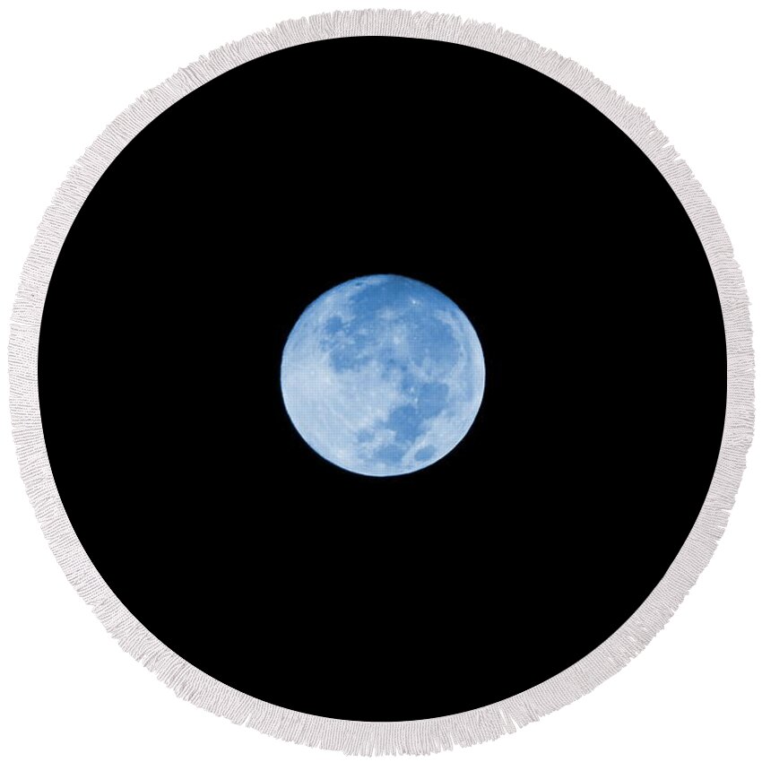 Blue Moon Round Beach Towel featuring the photograph Once In A Blue Moon by Colleen Cornelius