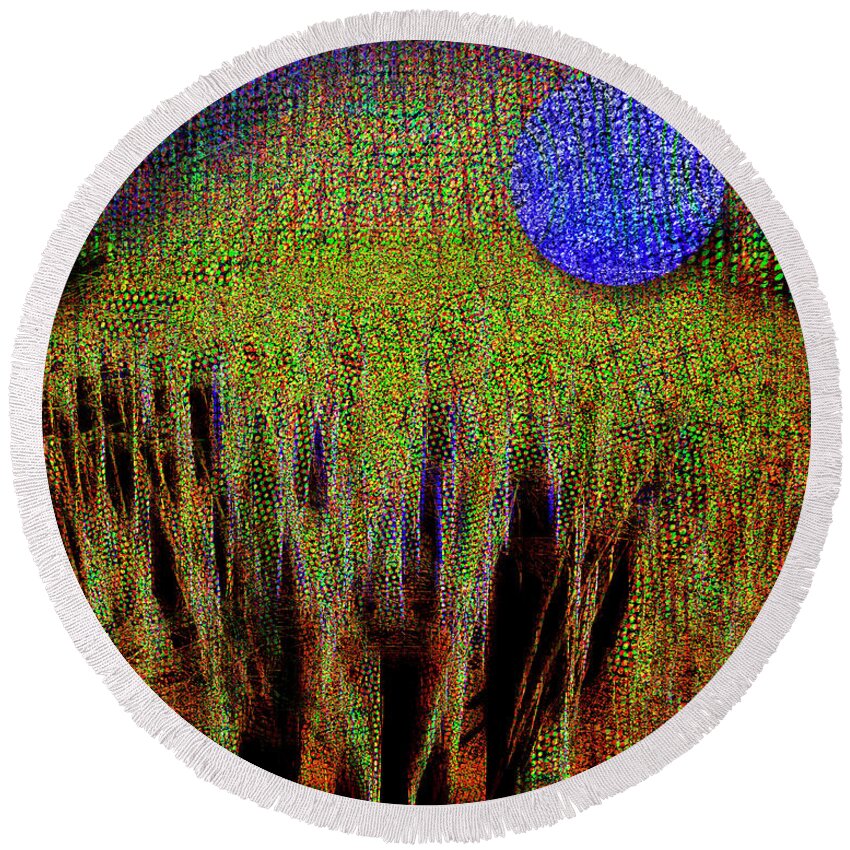 Nag004462 Round Beach Towel featuring the digital art Once in a Blue Moon by Edmund Nagele FRPS
