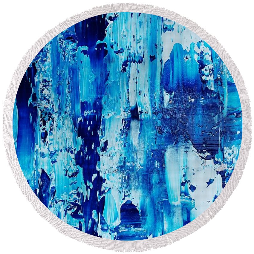 Abstract-painting Round Beach Towel featuring the painting One Of A Kind by Catalina Walker