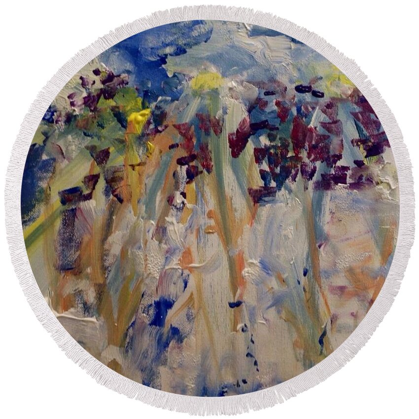 Kind Round Beach Towel featuring the painting One of a Kind by Judith Desrosiers