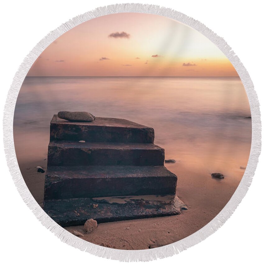  Round Beach Towel featuring the photograph One Step To Quiet Tme by Hugh Walker