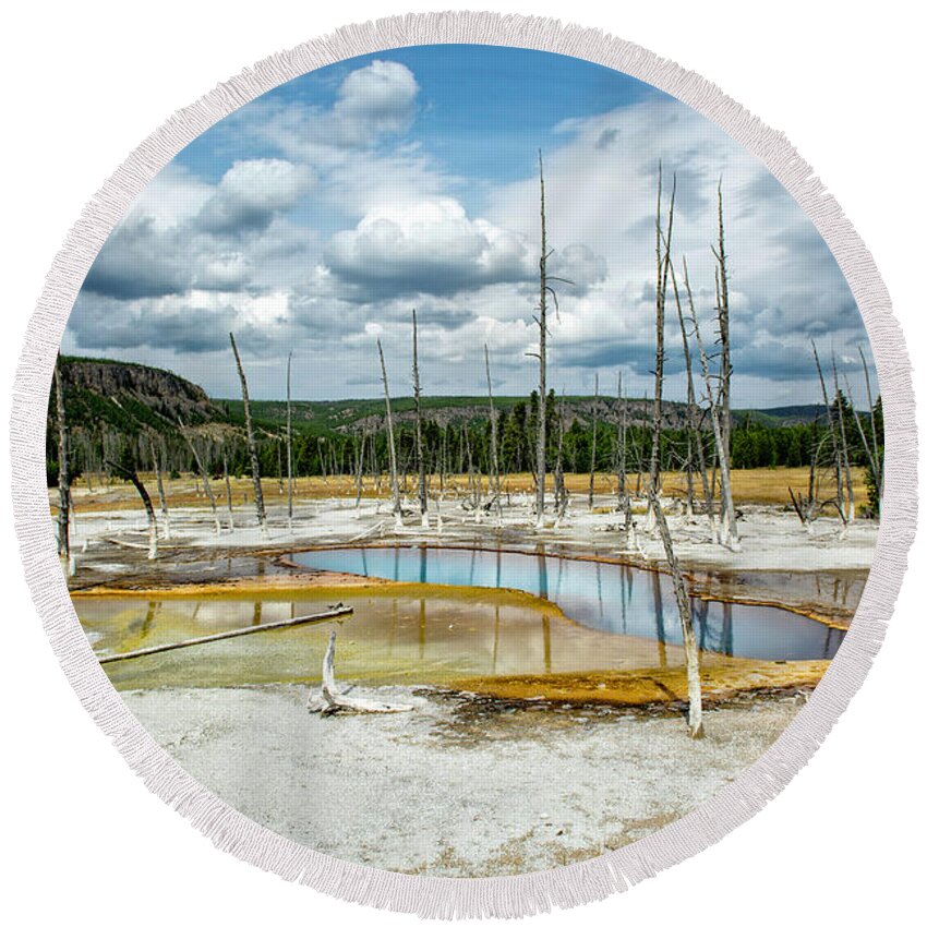 Yellowstone Round Beach Towel featuring the photograph Opal Pool by Scott Read