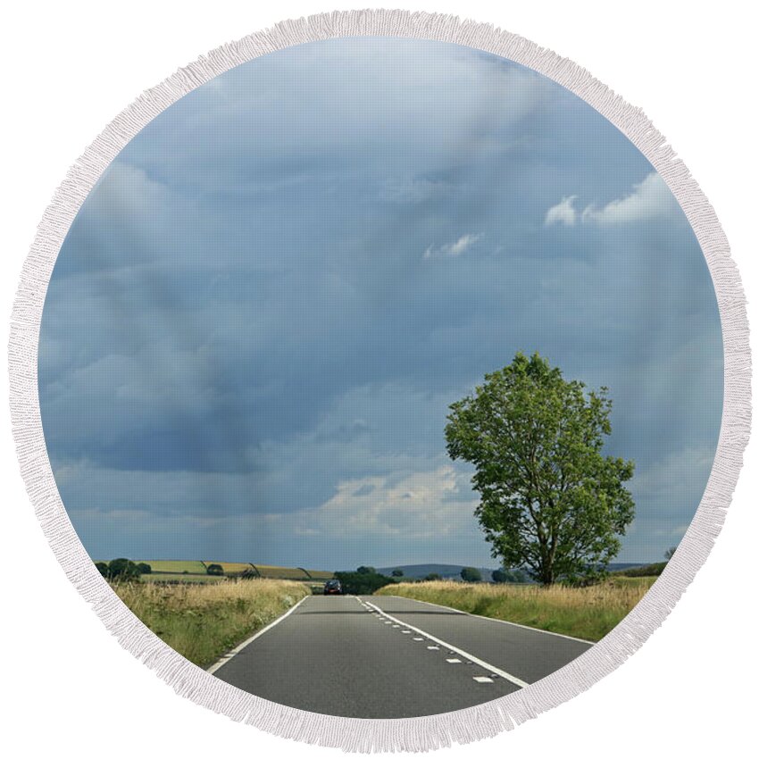 Open Empty Road Round Beach Towel featuring the photograph Open Road by Julia Gavin