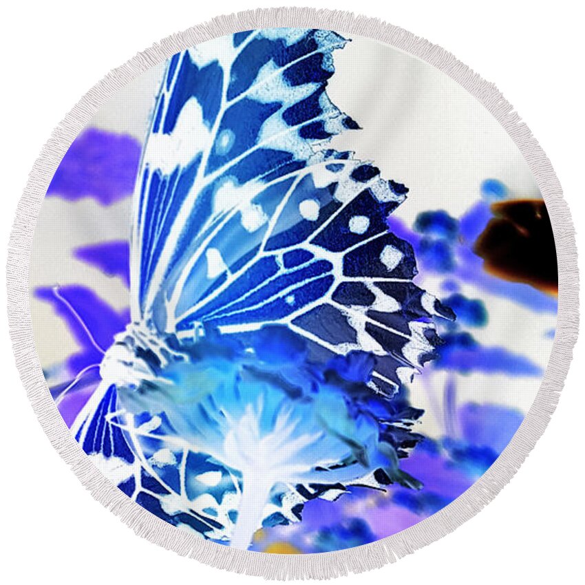 Butterflies Round Beach Towel featuring the photograph Open Wings Negative Invert by Rob Hans