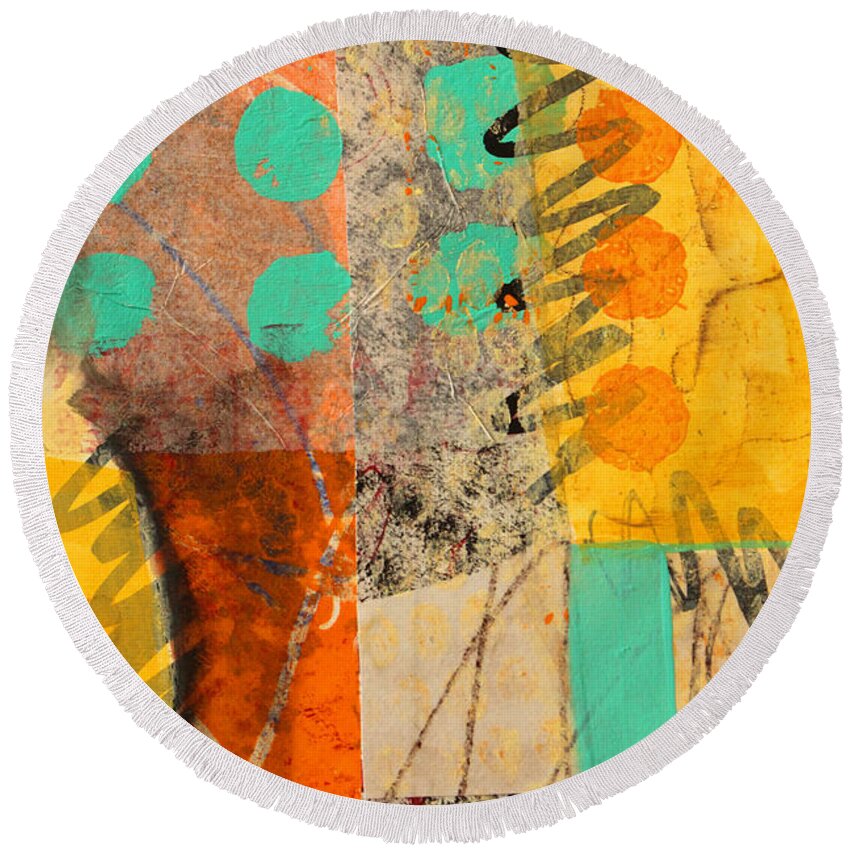 Orange Round Beach Towel featuring the painting Orange Splatter 2 by Nancy Merkle