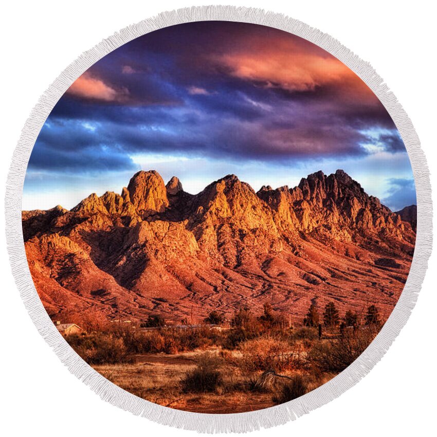 Color Image Round Beach Towel featuring the photograph Organ Mountains by Diana Powell