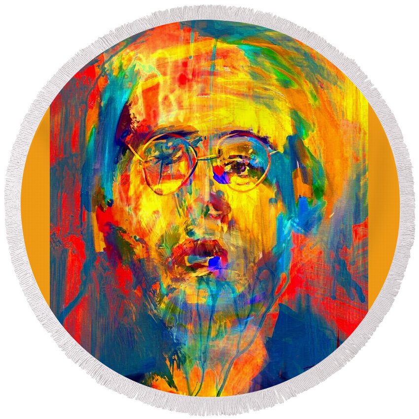 Portrait Round Beach Towel featuring the digital art Oswald by Jim Vance