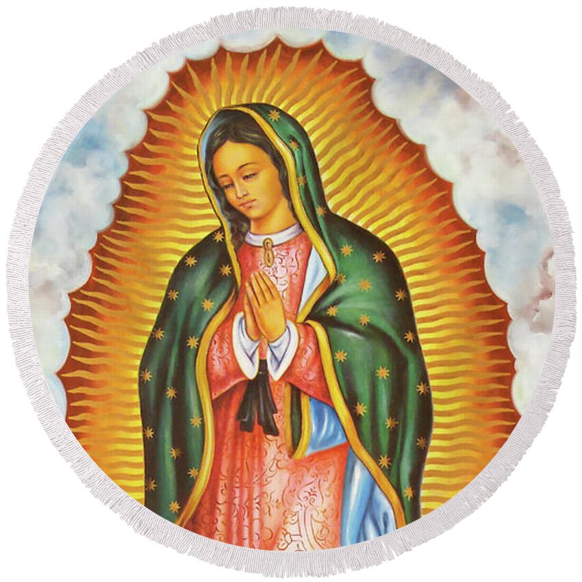 Our Lady Of Guadalupe Round Beach Towel featuring the photograph Our Lady of Guadalupe by Munir Alawi