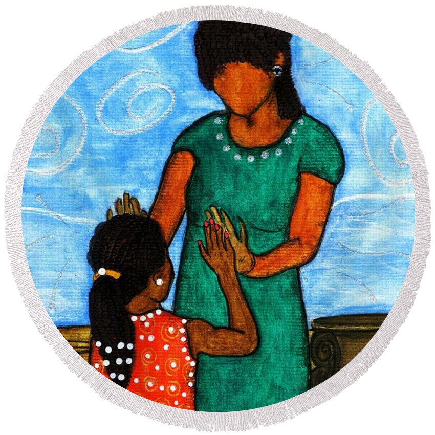 Woman Round Beach Towel featuring the painting Our Time by Angela L Walker