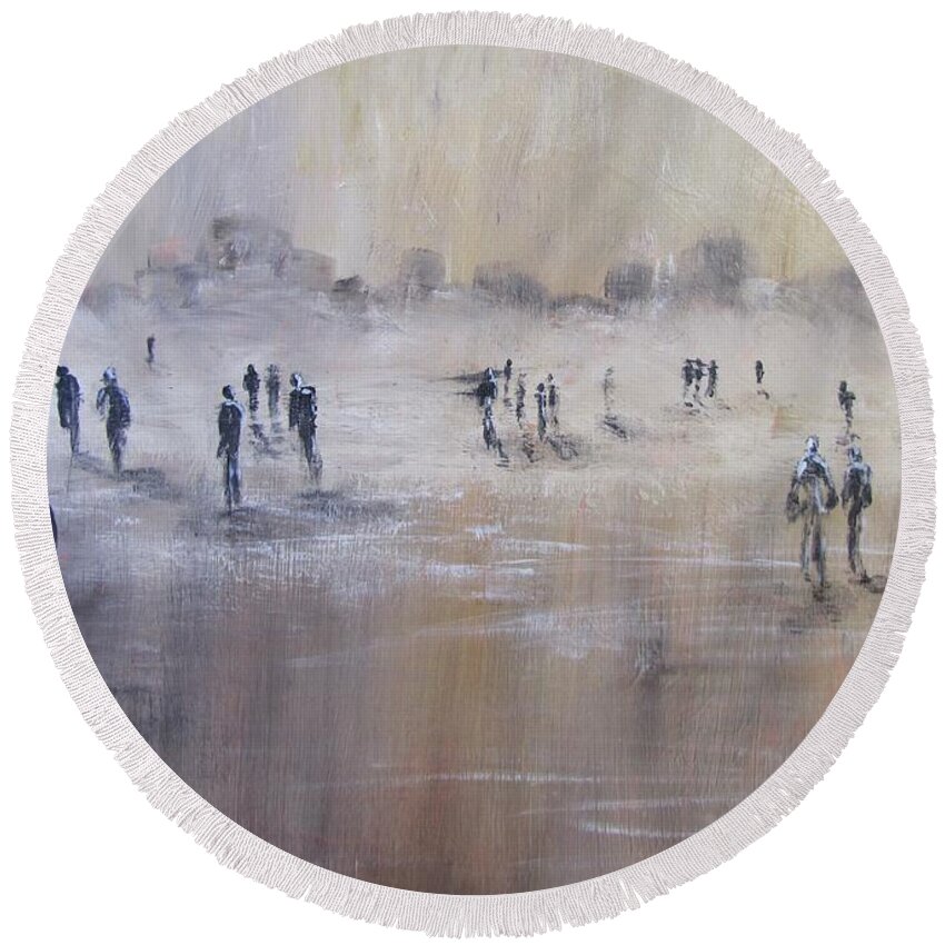 Mist Round Beach Towel featuring the painting Out of the Mist by Barbara O'Toole