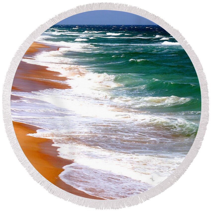Outer Banks Round Beach Towel featuring the photograph Outer Banks Beach North Carolina by Katy Hawk