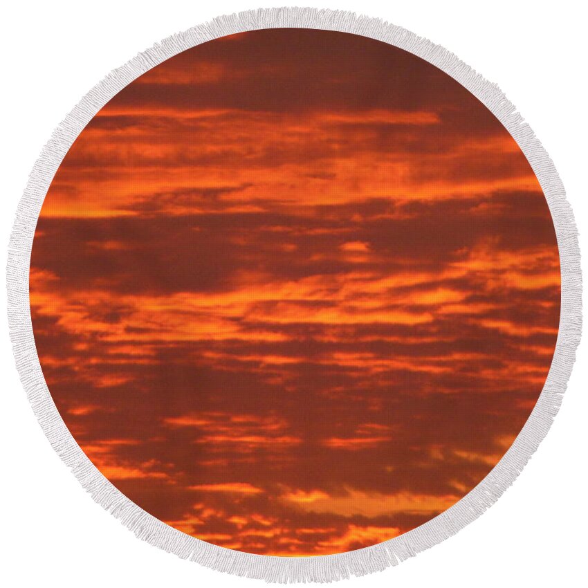Outrageous Round Beach Towel featuring the photograph Outrageous Orange Sunrise by Rockin Docks Deluxephotos