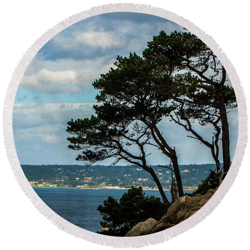 Photograph Round Beach Towel featuring the photograph Over looking the bay by Jason Hughes