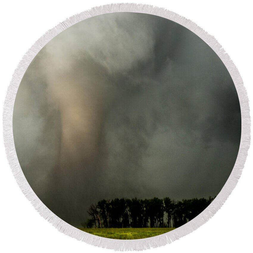 Tornado Round Beach Towel featuring the photograph Over the Hill and Through the Woods by Marcus Hustedde