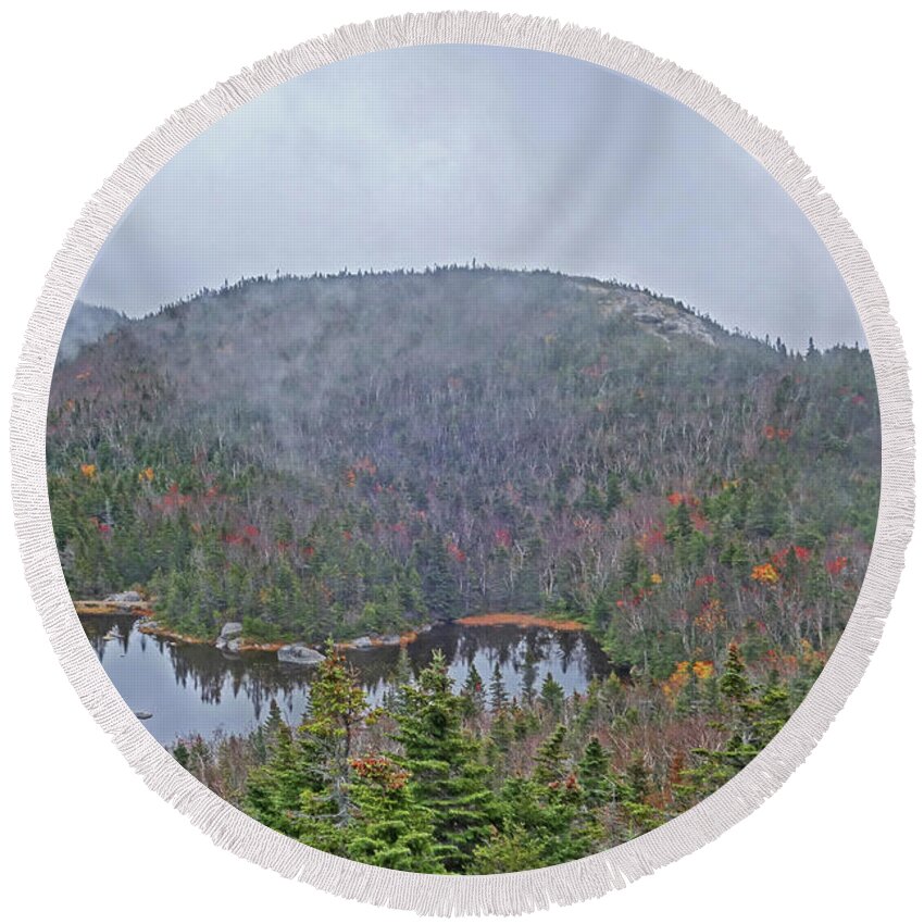 Marie Round Beach Towel featuring the photograph Overlooking Marie Louise Lake Adirondacks by Toby McGuire
