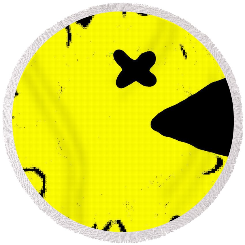 Photos ' Abstract ' Art ' Round Beach Towel featuring the digital art Pac Man by The Lovelock experience