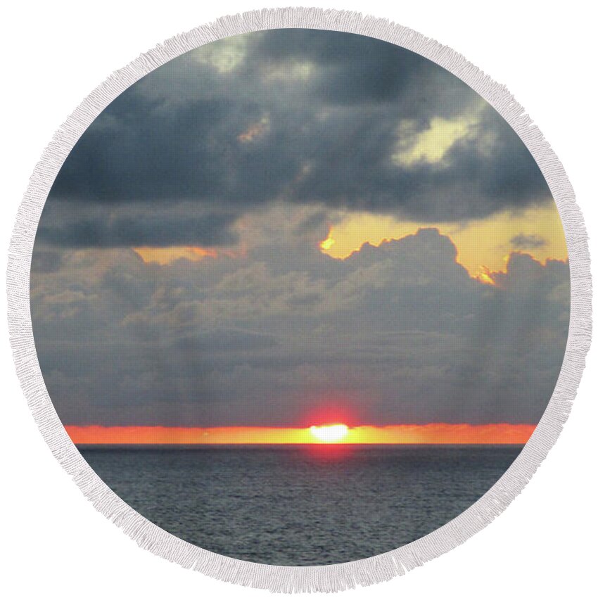 Sunrise Round Beach Towel featuring the photograph Pacific Sunset Off Baja California, by Randall Weidner