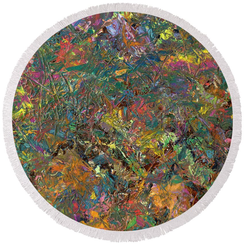 Abstract Round Beach Towel featuring the painting Paint number 29 by James W Johnson