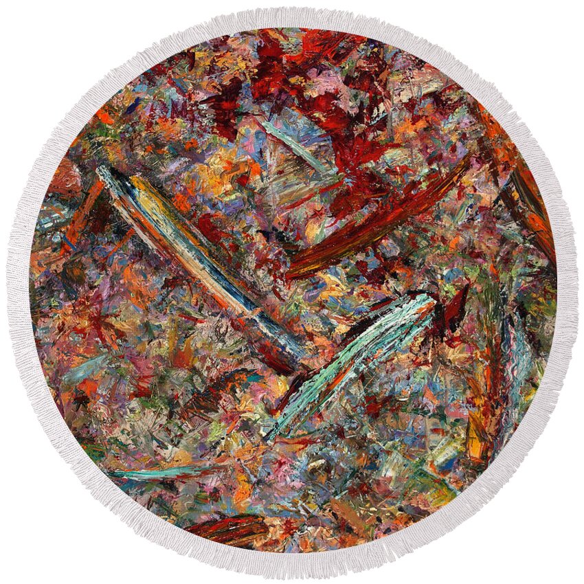 Abstract Round Beach Towel featuring the painting Paint number 30 by James W Johnson