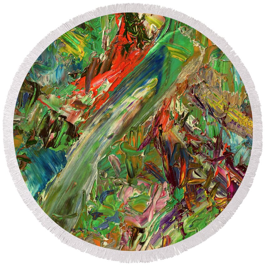 Abstract Round Beach Towel featuring the painting Paint number 32 by James W Johnson