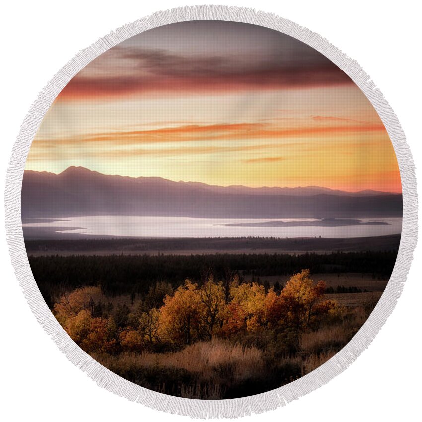 Sunrise Round Beach Towel featuring the photograph Painting with Color by Nicki Frates