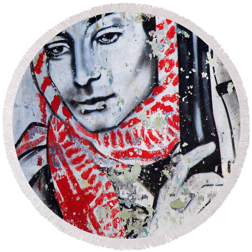Aida Camp Round Beach Towel featuring the photograph Palestinian Icon by Munir Alawi