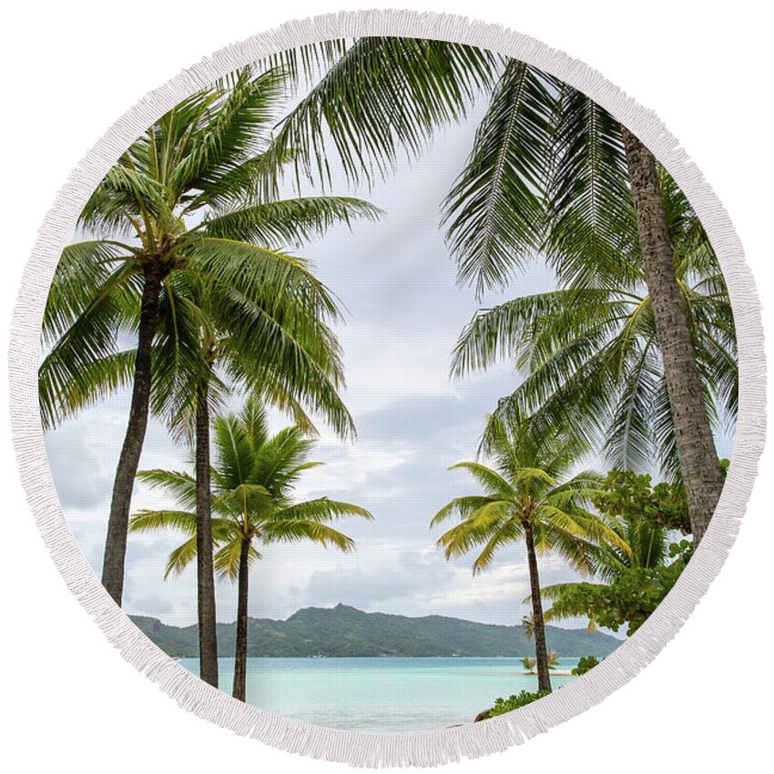 Palms Round Beach Towel featuring the photograph Palm Trees 1 by Sharon Jones