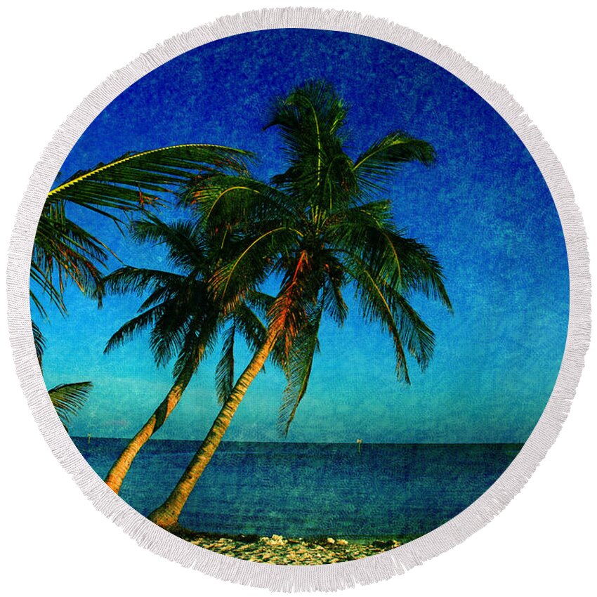 Palm Tree Round Beach Towel featuring the photograph Palm trees in Key West by Susanne Van Hulst