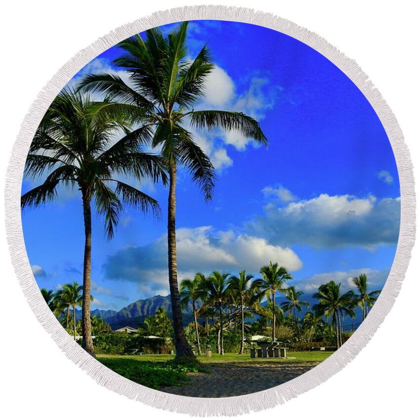 Palms Round Beach Towel featuring the photograph Palms in the Morning by Craig Wood