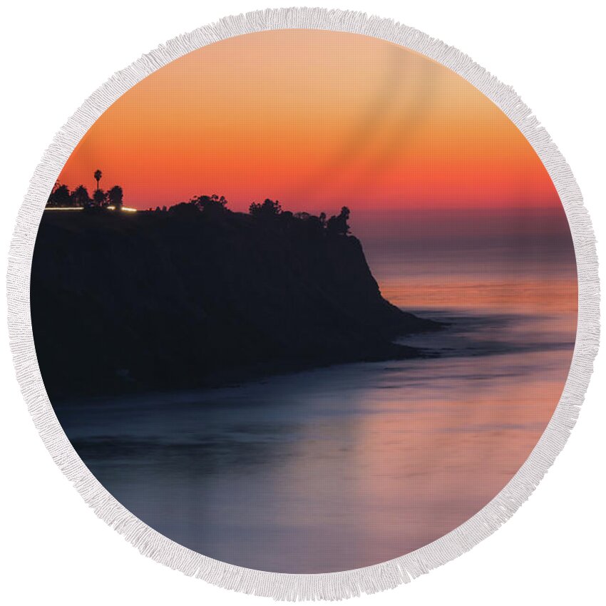 Architecture Round Beach Towel featuring the photograph Palos Verdes Coast After Sunset by Andy Konieczny