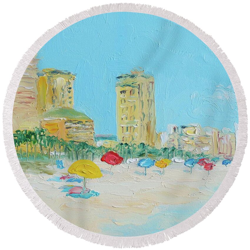 Beach Round Beach Towel featuring the painting Panama City Beach Painting by Jan Matson