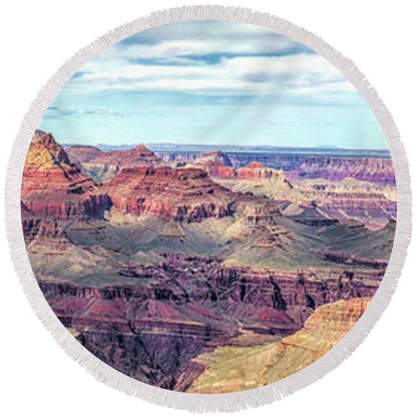 Panorama Round Beach Towel featuring the photograph Panorama, Grand Canyon 2 by Felix Lai