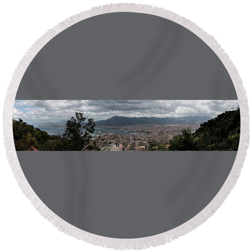  Round Beach Towel featuring the photograph Panorama Palermo by Patrick Boening