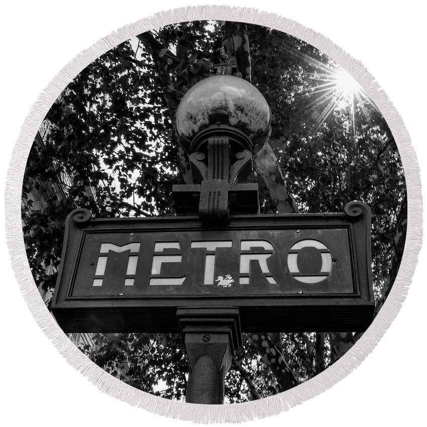 Metro Round Beach Towel featuring the photograph Paris Metro - #5 by Stephen Stookey